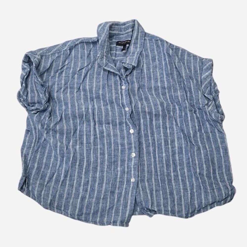 Banana Republic Women's size XS blue/white striped button-up shirt